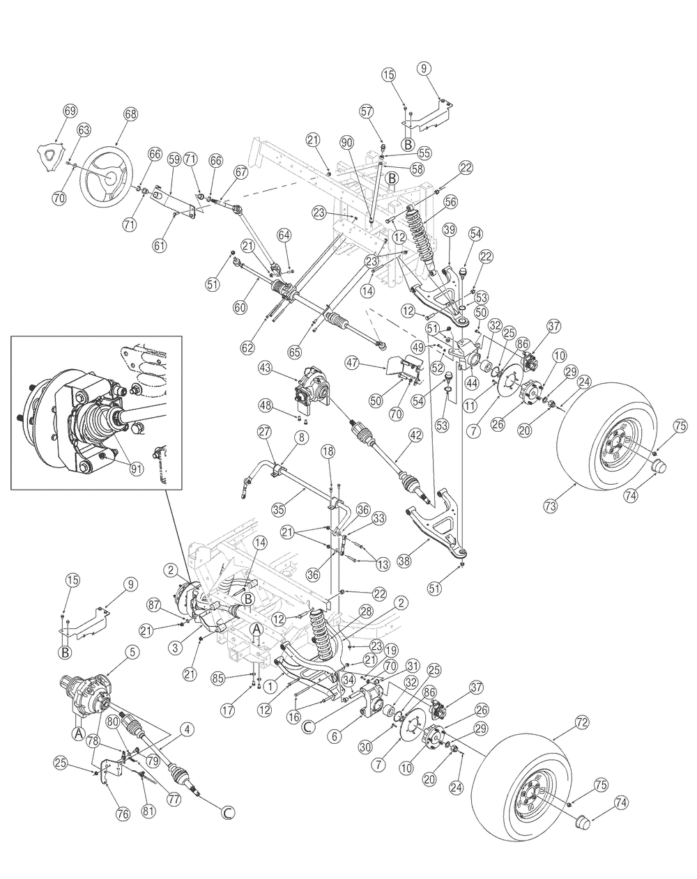 Axles And Steering Diagram and Parts List for 467 4X4-1B017G-Before-37ACD710 Cub Cadet Lawn Tractor Accessories